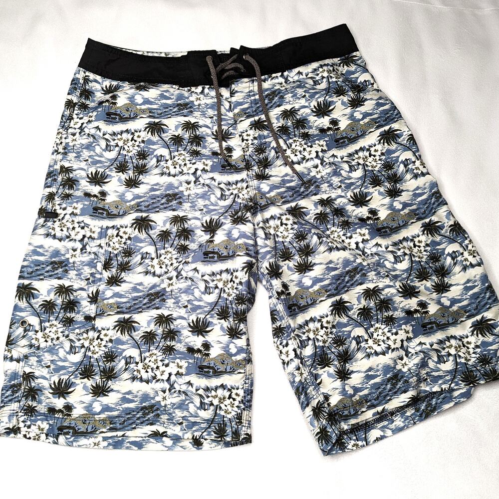Anchor Blue Men's Board Shorts Graphic Design Small Vintage